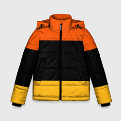 Куртка зимняя для мальчика Полосатый оранжевый с черной и белой полосой, цвет: 3D-черный