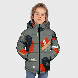 Куртка зимняя для мальчика Новогодние снегири, цвет: 3D-черный — фото 2