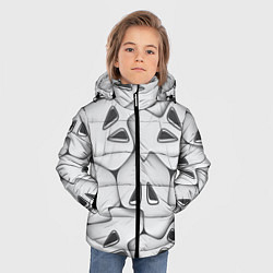 Куртка зимняя для мальчика Металло-чешуйчатая серая броня, цвет: 3D-черный — фото 2