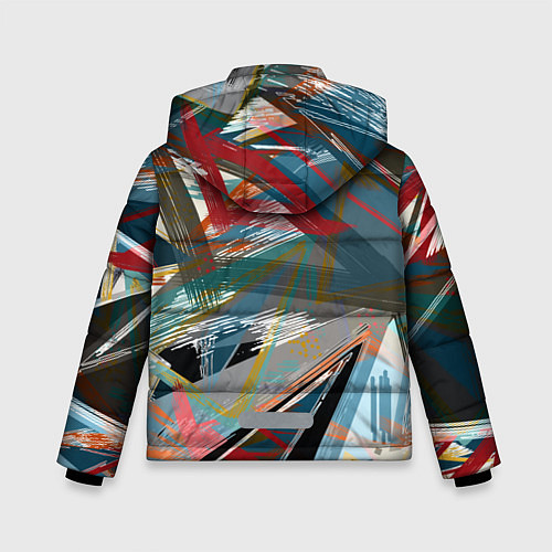 Зимняя куртка для мальчика Абстрактный многоцветный узор / 3D-Красный – фото 2