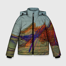 Куртка зимняя для мальчика Волнообразные разноцветные музыкальные линии, цвет: 3D-красный
