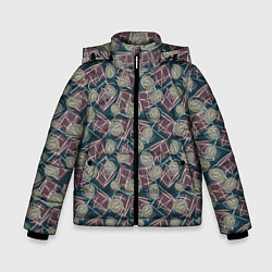 Куртка зимняя для мальчика Стильный геометрический дизайн под брендовые вещи, цвет: 3D-светло-серый