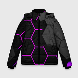 Куртка зимняя для мальчика Крупные неоновые соты, цвет: 3D-черный