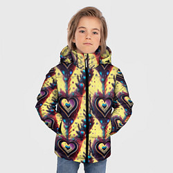 Куртка зимняя для мальчика Паттерн яркие сердца, цвет: 3D-черный — фото 2