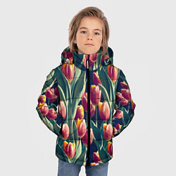 Куртка зимняя для мальчика Много тюльпанов, цвет: 3D-черный — фото 2