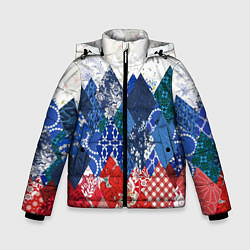 Куртка зимняя для мальчика Флаг России в стиле пэчворк, цвет: 3D-красный