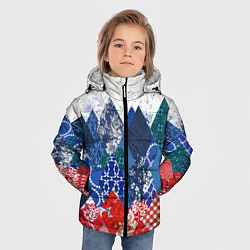 Куртка зимняя для мальчика Флаг России в стиле пэчворк, цвет: 3D-красный — фото 2