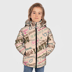 Куртка зимняя для мальчика Ретро дизайн про любовь, цвет: 3D-черный — фото 2