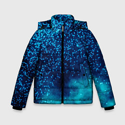 Куртка зимняя для мальчика Градиент голубой и синий текстурный с блестками, цвет: 3D-черный