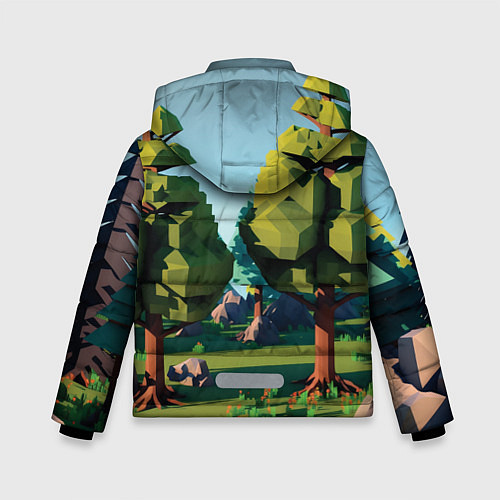 Зимняя куртка для мальчика Воксельный лес / 3D-Красный – фото 2
