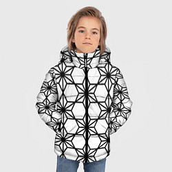 Куртка зимняя для мальчика Чёрно-белый абстрактный паттерн из звёзд, цвет: 3D-красный — фото 2