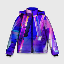 Куртка зимняя для мальчика Синие и розовые прямоугольники, цвет: 3D-светло-серый