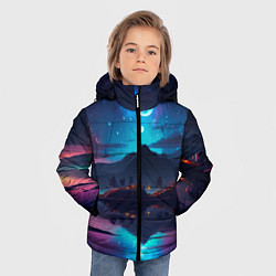 Куртка зимняя для мальчика Ночное небо, пейзаж, цвет: 3D-светло-серый — фото 2