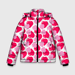 Куртка зимняя для мальчика Двойные сердечки - паттерн, цвет: 3D-светло-серый