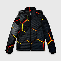 Куртка зимняя для мальчика Плиты стиль соты киберпанк, цвет: 3D-красный