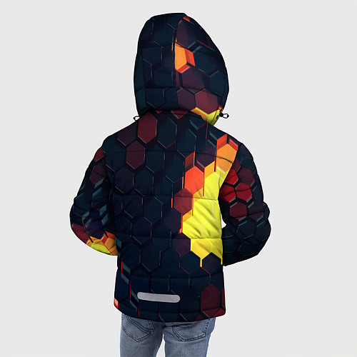 Зимняя куртка для мальчика Оранжевый питон / 3D-Светло-серый – фото 4