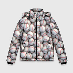 Куртка зимняя для мальчика Бейсбольные мячи, цвет: 3D-красный