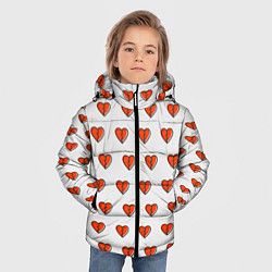 Куртка зимняя для мальчика Разбитые сердца на белом фоне, цвет: 3D-черный — фото 2