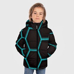 Куртка зимняя для мальчика Стальная броня соты, цвет: 3D-черный — фото 2