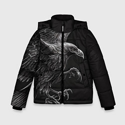 Куртка зимняя для мальчика Черно-белый ворон, цвет: 3D-светло-серый
