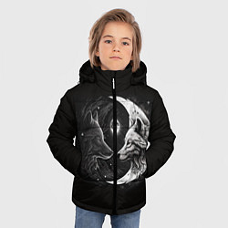 Куртка зимняя для мальчика Волки инь-янь луна, цвет: 3D-светло-серый — фото 2