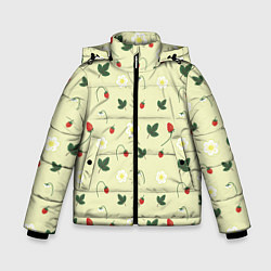 Зимняя куртка для мальчика Узор из веточек и листиков земляники