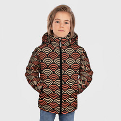 Куртка зимняя для мальчика Японский оранжевый паттерн, цвет: 3D-черный — фото 2