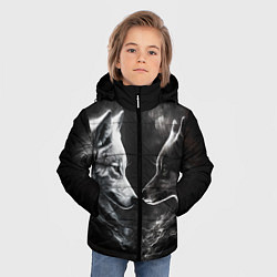 Куртка зимняя для мальчика Пара волков - белый и черный, цвет: 3D-черный — фото 2