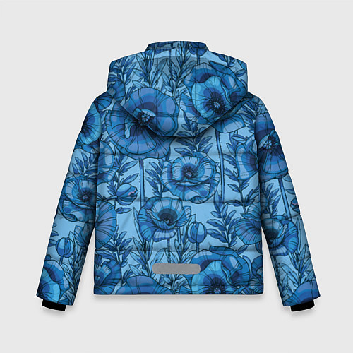 Зимняя куртка для мальчика Синие цветы / 3D-Красный – фото 2