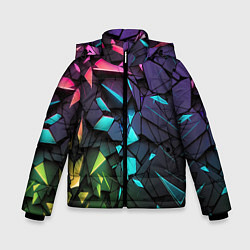Куртка зимняя для мальчика Неоновые абстрактные каменные плиты, цвет: 3D-светло-серый
