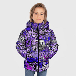 Куртка зимняя для мальчика Фиолетовый граффити хаос, цвет: 3D-черный — фото 2