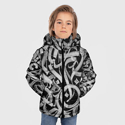Куртка зимняя для мальчика Черно-белая каллиграфия, цвет: 3D-черный — фото 2