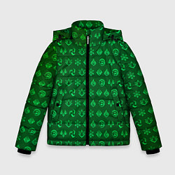 Куртка зимняя для мальчика Паттерн элементали под дендро, цвет: 3D-светло-серый