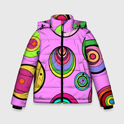 Куртка зимняя для мальчика Разноцветные круги, цвет: 3D-черный