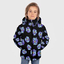 Куртка зимняя для мальчика Дудл цветы на черном - паттерн, цвет: 3D-черный — фото 2