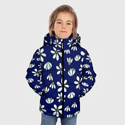 Куртка зимняя для мальчика Дудл ромашки на синем фоне - паттерн, цвет: 3D-черный — фото 2