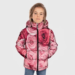 Куртка зимняя для мальчика Чайная пыльная роза - нежно розовый цветок, цвет: 3D-красный — фото 2