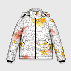 Куртка зимняя для мальчика Нарисованный цветы - светлый, цвет: 3D-красный