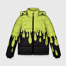 Куртка зимняя для мальчика Зеленые капли на черном, цвет: 3D-черный