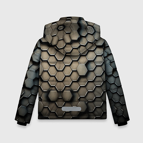 Зимняя куртка для мальчика Сталь и соты / 3D-Светло-серый – фото 2