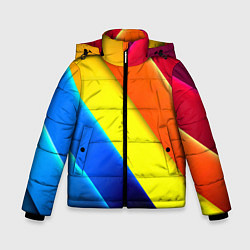 Куртка зимняя для мальчика Радужные полосы текстура, цвет: 3D-черный