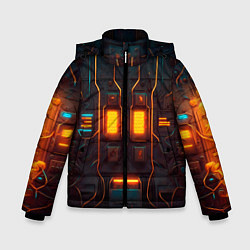 Куртка зимняя для мальчика Паттерн в стиле киберпанк, цвет: 3D-черный