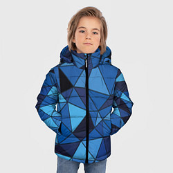 Куртка зимняя для мальчика Синие треугольники, абстракт, цвет: 3D-черный — фото 2