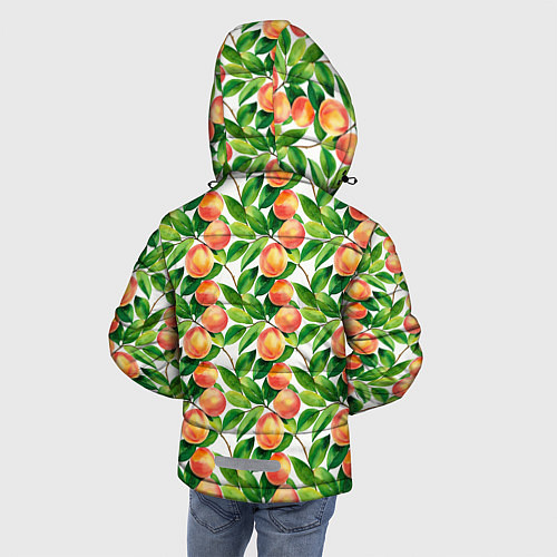 Зимняя куртка для мальчика Персики акварельный паттерн / 3D-Светло-серый – фото 4
