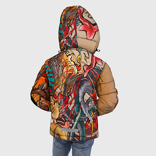 Зимняя куртка для мальчика Иредзуми: демон и дракон / 3D-Светло-серый – фото 4