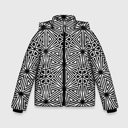 Куртка зимняя для мальчика Паттерн из чёрно-белого множества треугольников, цвет: 3D-красный