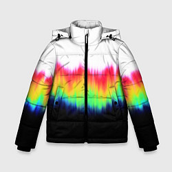 Куртка зимняя для мальчика Северное сияние - тай-дай, цвет: 3D-черный