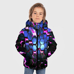 Куртка зимняя для мальчика Неоновые стильные соты, цвет: 3D-красный — фото 2