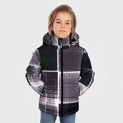 Куртка зимняя для мальчика Серое неоновое в клеточку, цвет: 3D-светло-серый — фото 2