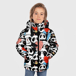 Куртка зимняя для мальчика Панды с сердечками, цвет: 3D-черный — фото 2